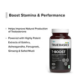TrueBasics T-Boost for Men | KSM-66 Ashwagandha, Safed Musli, Gokshura & Ginseng | 120 Capsules