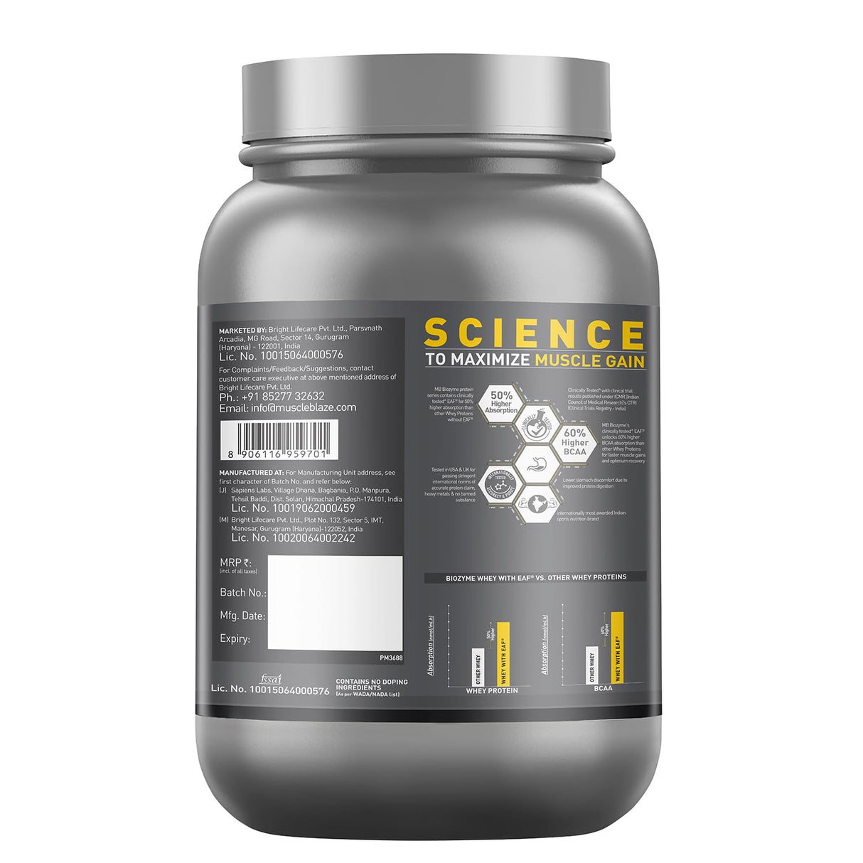 MuscleBlaze Biozyme Iso-Zero Low Carb Whey Protein Isolate - 1 Kg