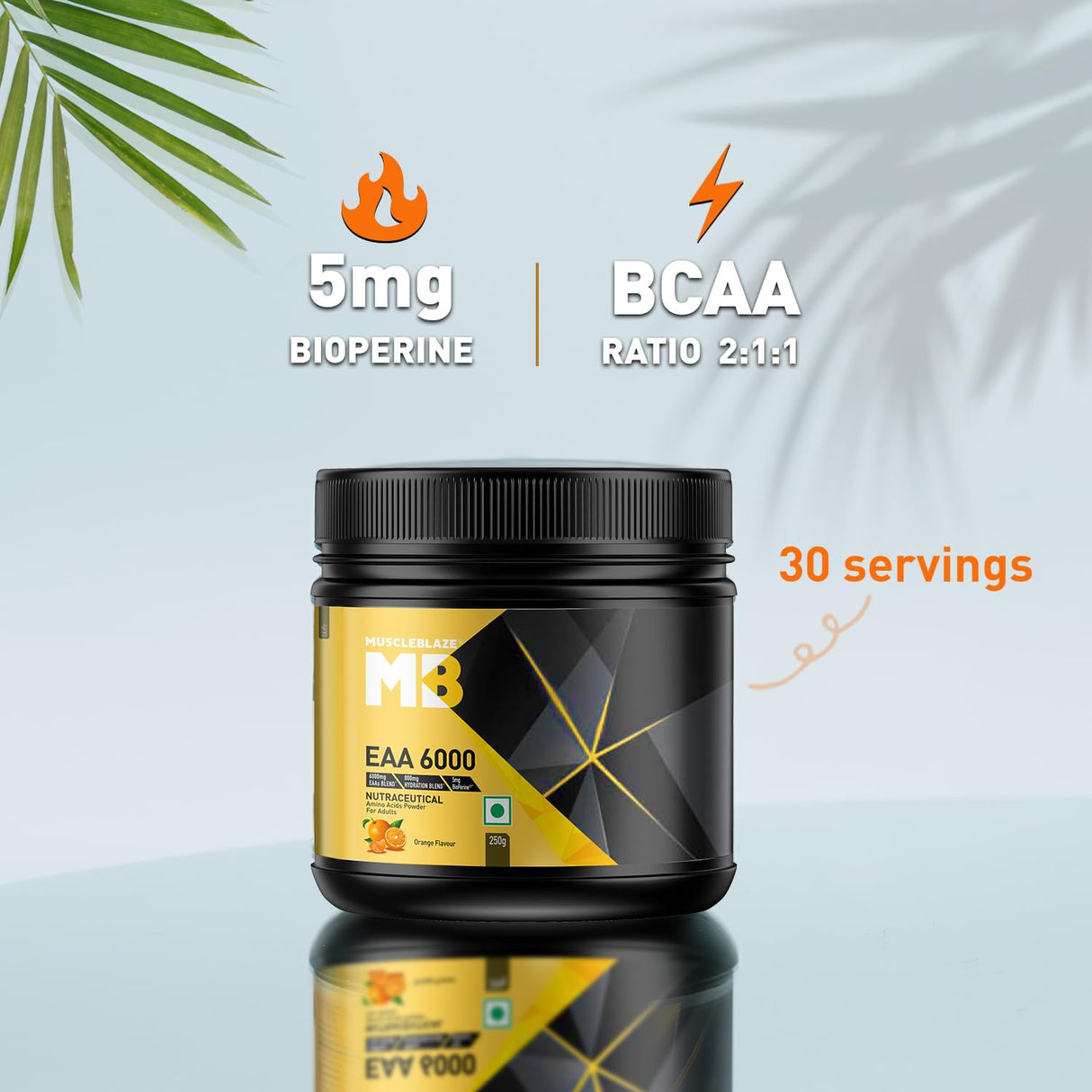 MuscleBlaze EAA 6000, 6000 mg EAAs Blend, 800 mg Hydration Blend - 25 Servings