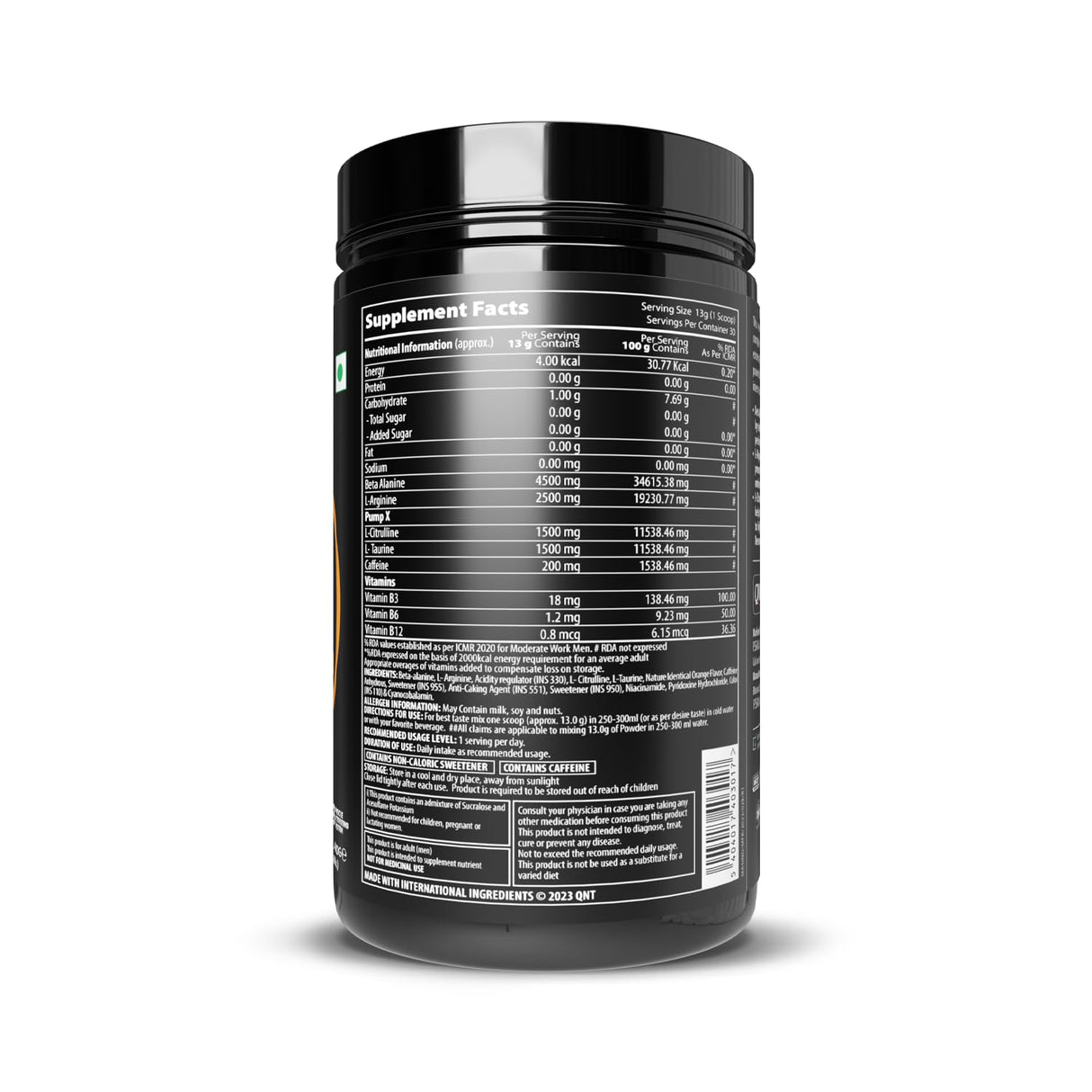 QNT Hydravol Pre-Workout Formula | Beta-Alanine, Caffeine | Energy Boost, Focus & Muscle Strength | 400g, 30 Servings