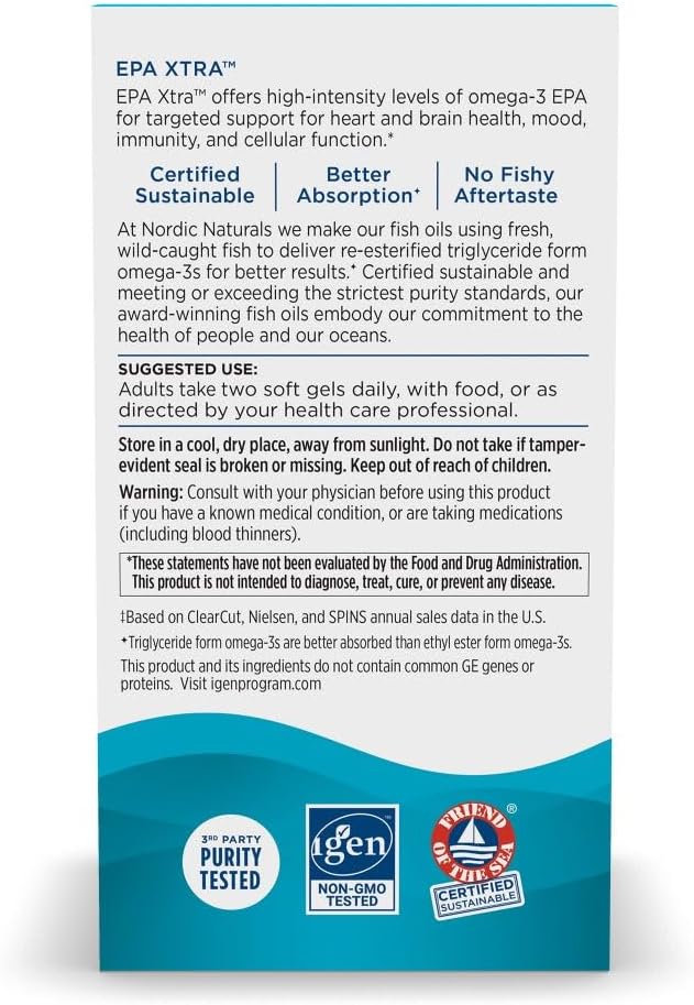 Nordic Naturals EPA Xtra | 1640mg High-EPA Omega-3 Fish Oil | 60 Softgels
