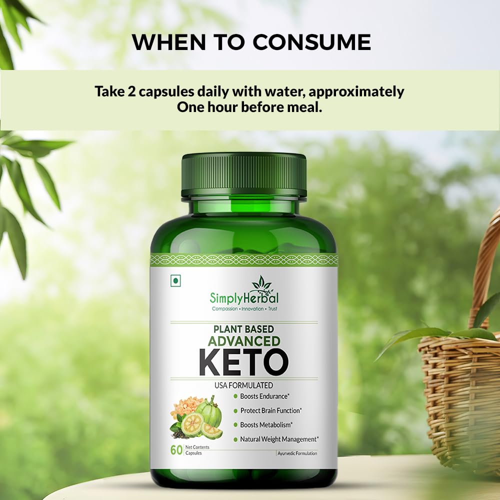 Simply Herbal Advanced Keto 1000mg | Green Tea, Coffee & Garcinia Cambogia | 60 Capsules