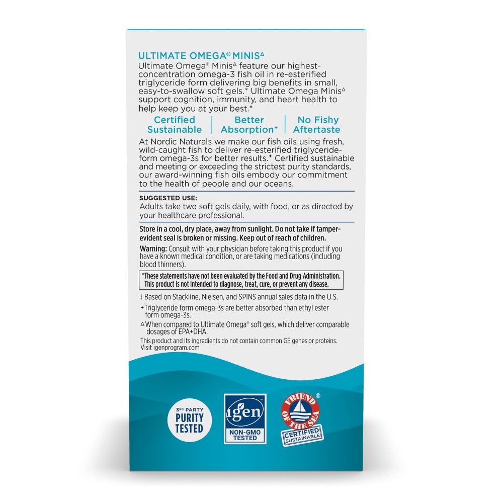 Nordic Naturals Ultimate Omega Minis | 1120mg Omega-3 Fish Oil | EPA & DHA | 60 Mini Softgels