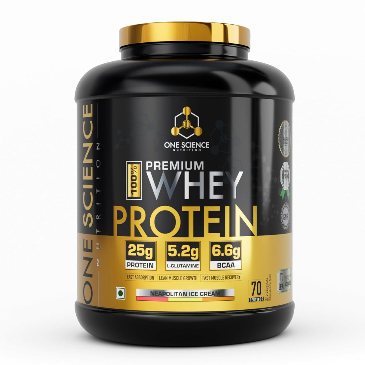 One Science Premium Whey Protein 5 Lbs with Micronized Creatine 150 Gm | 25g Protein Per Serving | Lean Bulk Stack