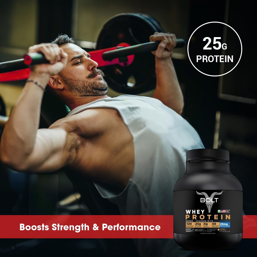 Bolt Nutrition 100% Whey Protein Powder | Muscle Recovery & Lean Muscle Support | 5lbs, 69 Servings