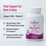Nordic Naturals Prenatal DHA | 830mg Omega-3 Fish Oil | 400 IU Vitamin D3 | 90 Softgels