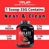 Ripped Up Nutrition 100% Whey Protein Isolate | 27g Protein, Low Carb & Fat | 1 Kg, 30 Servings