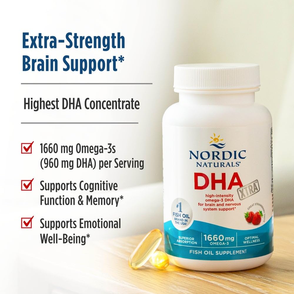 Nordic Naturals DHA Xtra | 1660mg Omega-3 Fish Oil | EPA & DHA | 60 Softgels