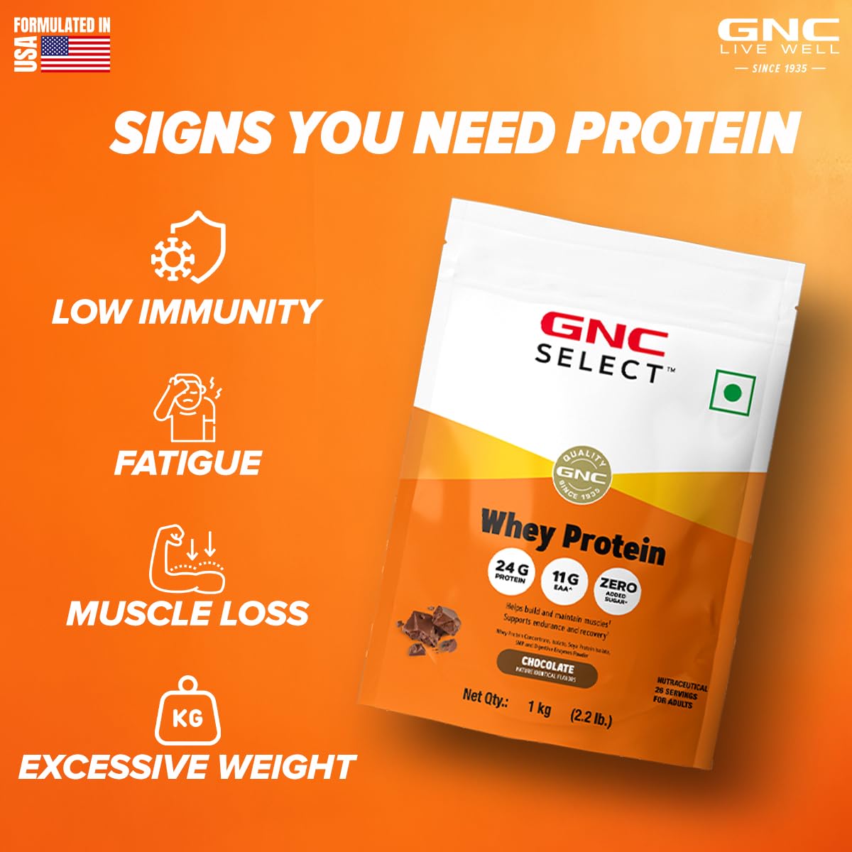 GNC Pro Performance Select Whey Protein Powder - 1 Kg