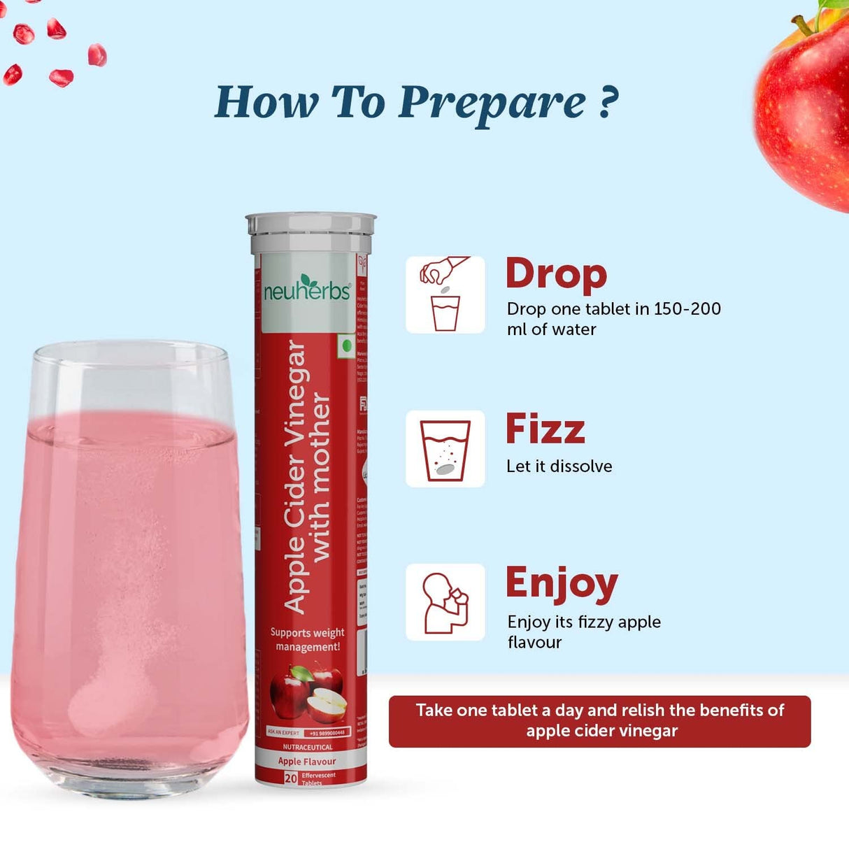 Neuherbs Apple Cider Vinegar Effervescent 20 Tab