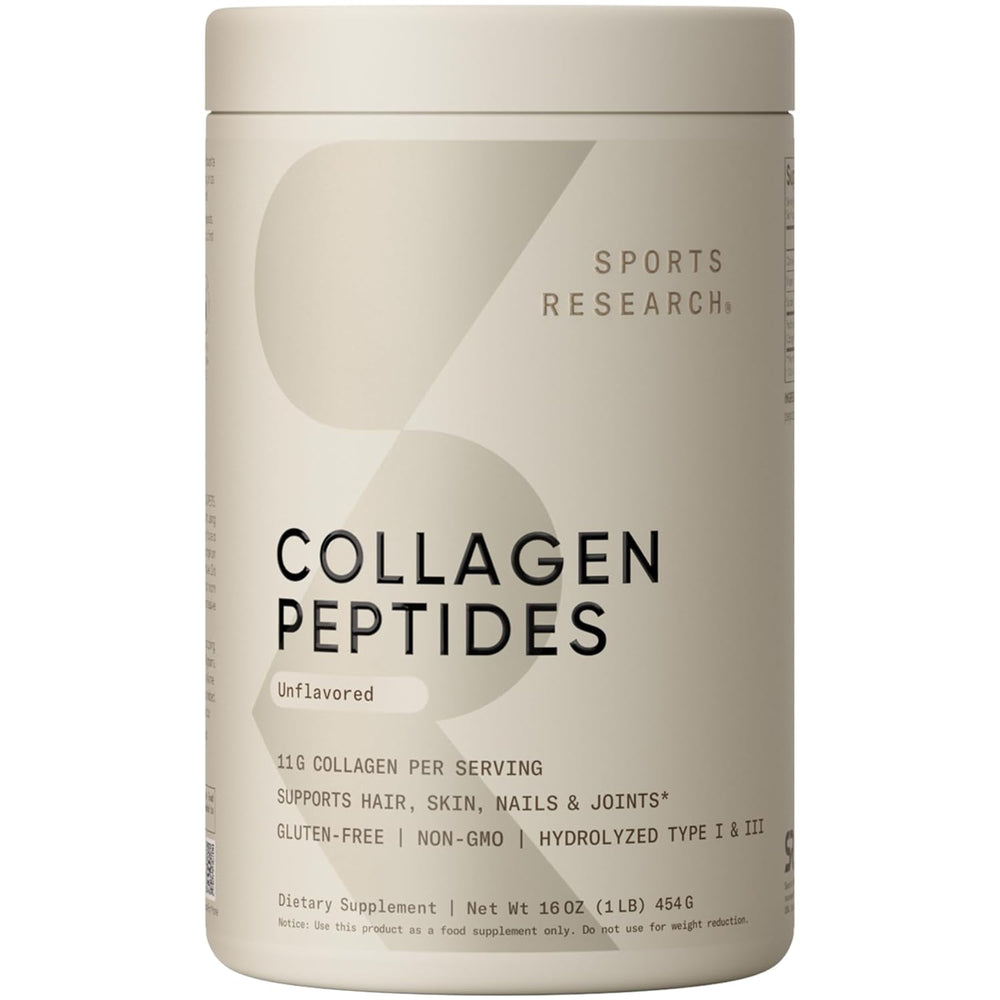 Sports Research Collagen Peptides Powder | Unflavored | 454g (41 Servings)
