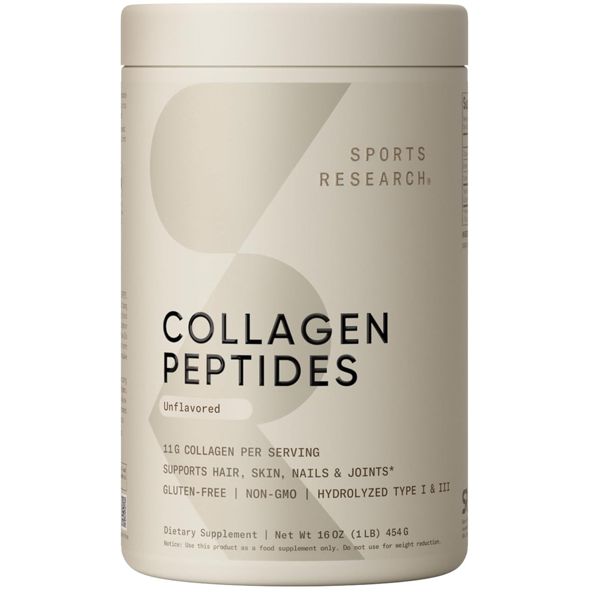 Sports Research Collagen Peptides Powder | Unflavored | 454g (41 Servings)