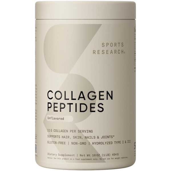 Sports Research Collagen Peptides Powder | Unflavored | 454g (41 Servings)