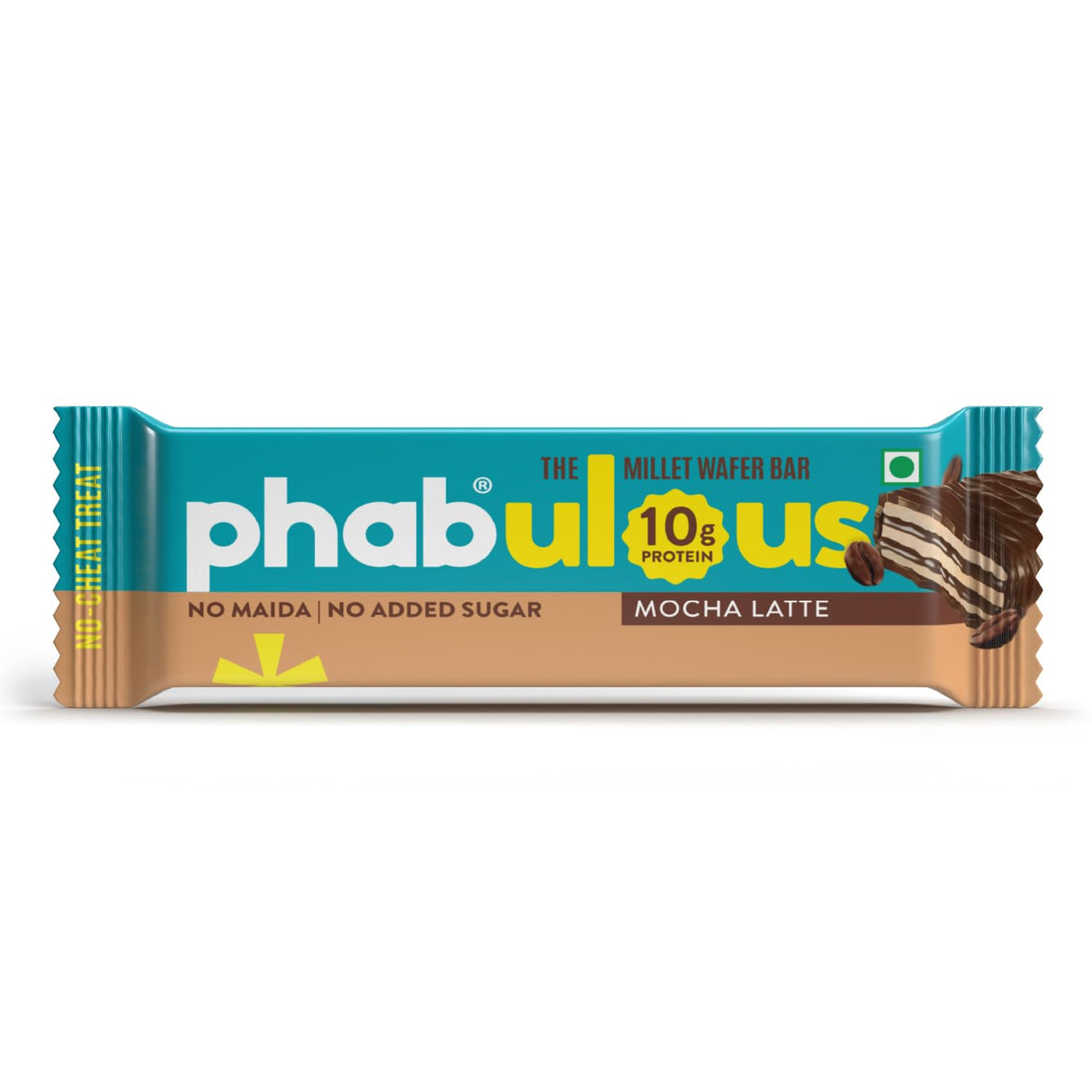 PHAB Protein Wafer Bar Cookies & Cream | 10g Protein | Millet-Based Snack | Pack of 10