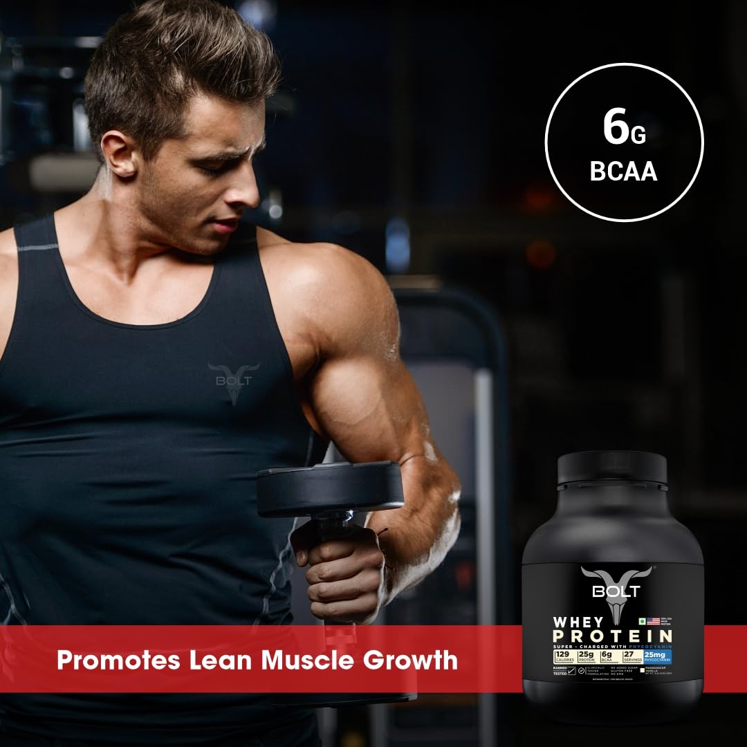 Bolt Nutrition 100% Whey Protein Powder | Muscle Recovery & Lean Muscle Support | 2lb, 27 Servings