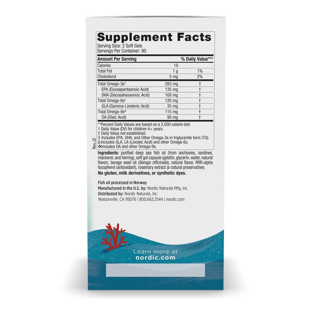 Nordic Naturals Complete Omega Junior | 283mg Omega-3 Fish Oil | EPA, DHA, GLA & OA | 180 Mini Softgels
