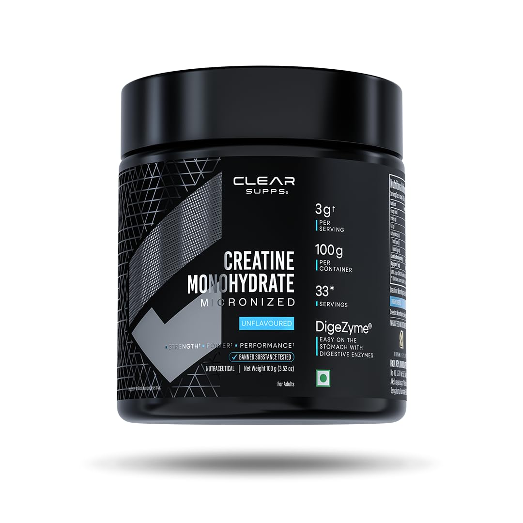 Clear Supps Creatine Monohydrate Micronized with DigeZyme 100g | Unflavoured