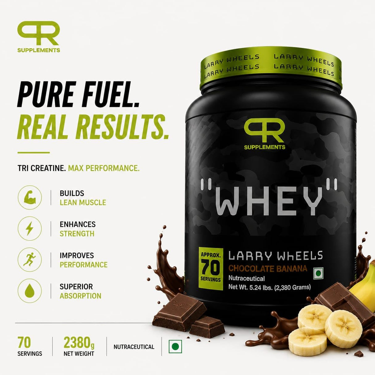 PR Supplements Larry Wheels Whey Protein Powder 2.38kg | Whey Protein Supplement