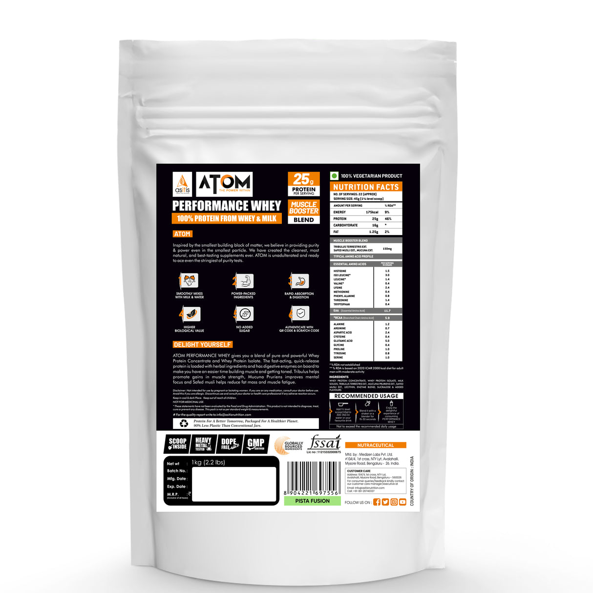 AS-IT-IS ATOM Performance Whey Protein 1 kg