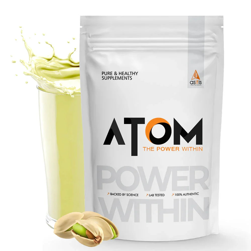 AS-IT-IS ATOM Performance Whey Protein 1 Kg + Nutristar Micronized CREA Gold Creatine Monohydrate 250g (83 Servings) - Muscle Strength & Lean Gain Combo