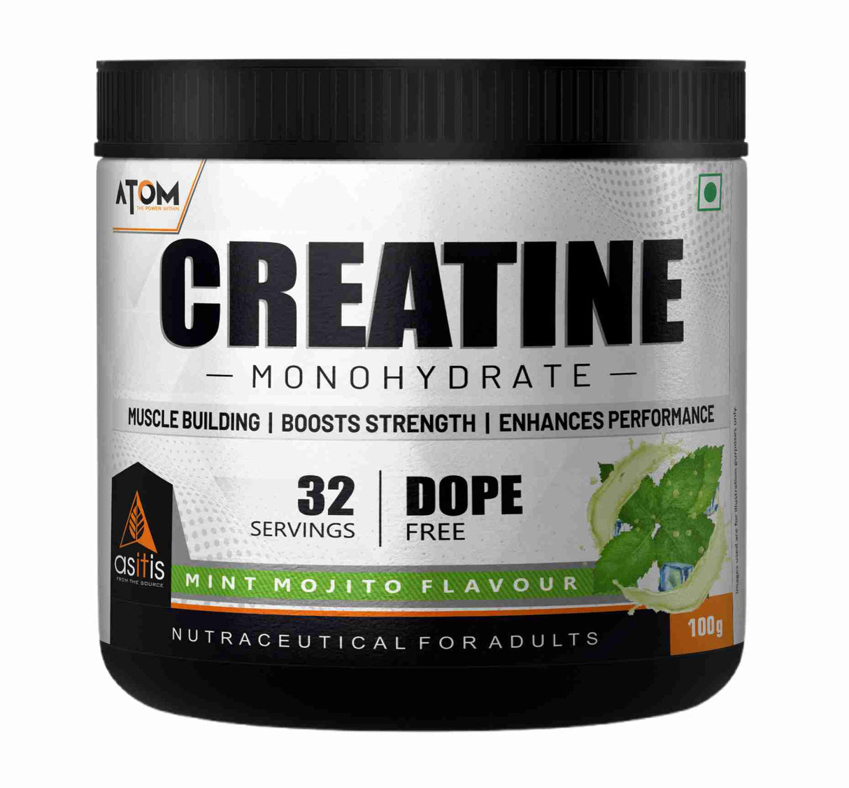 AS-IT-IS ATOM Creatine Monohydrate 100g - 32 Servings