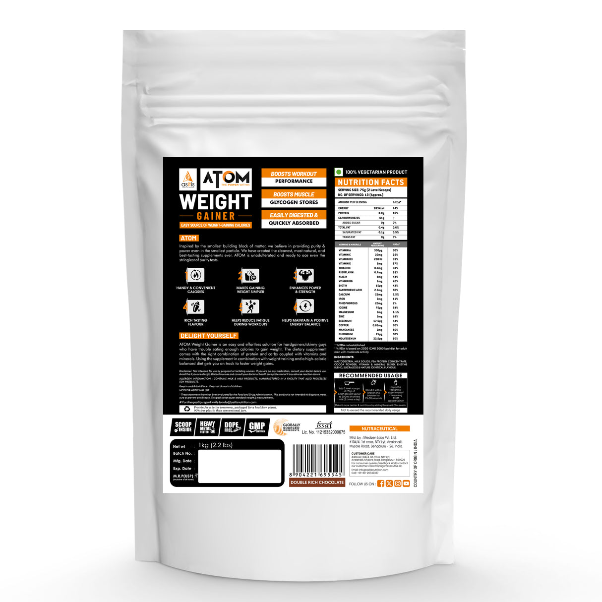AS-IT-IS ATOM Weight Gainer - 1 Kg