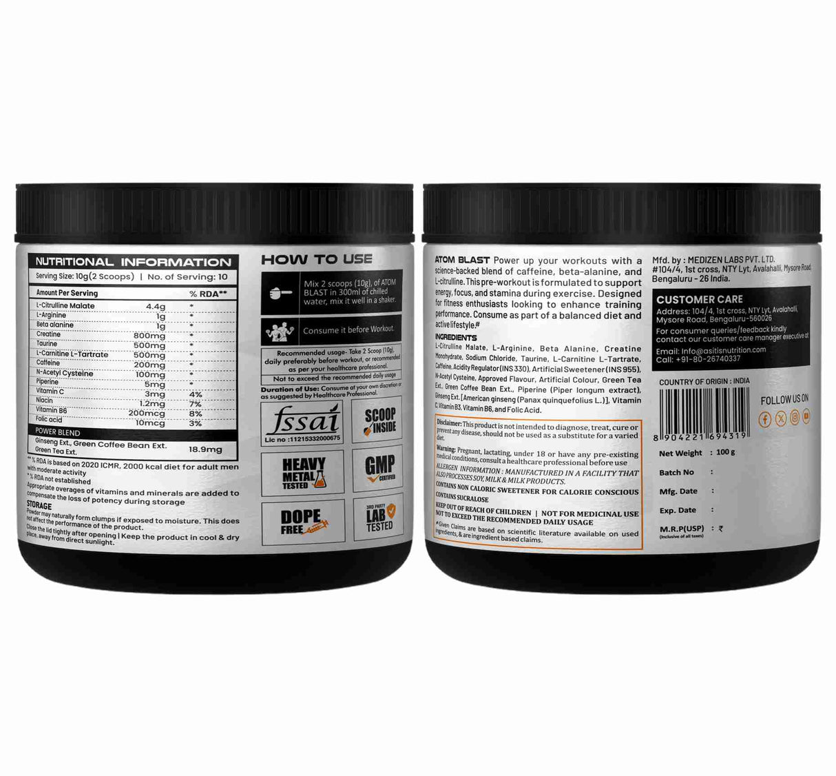 AS-IT-IS Atom Blast Advanced Pre-workout - 10 Servings