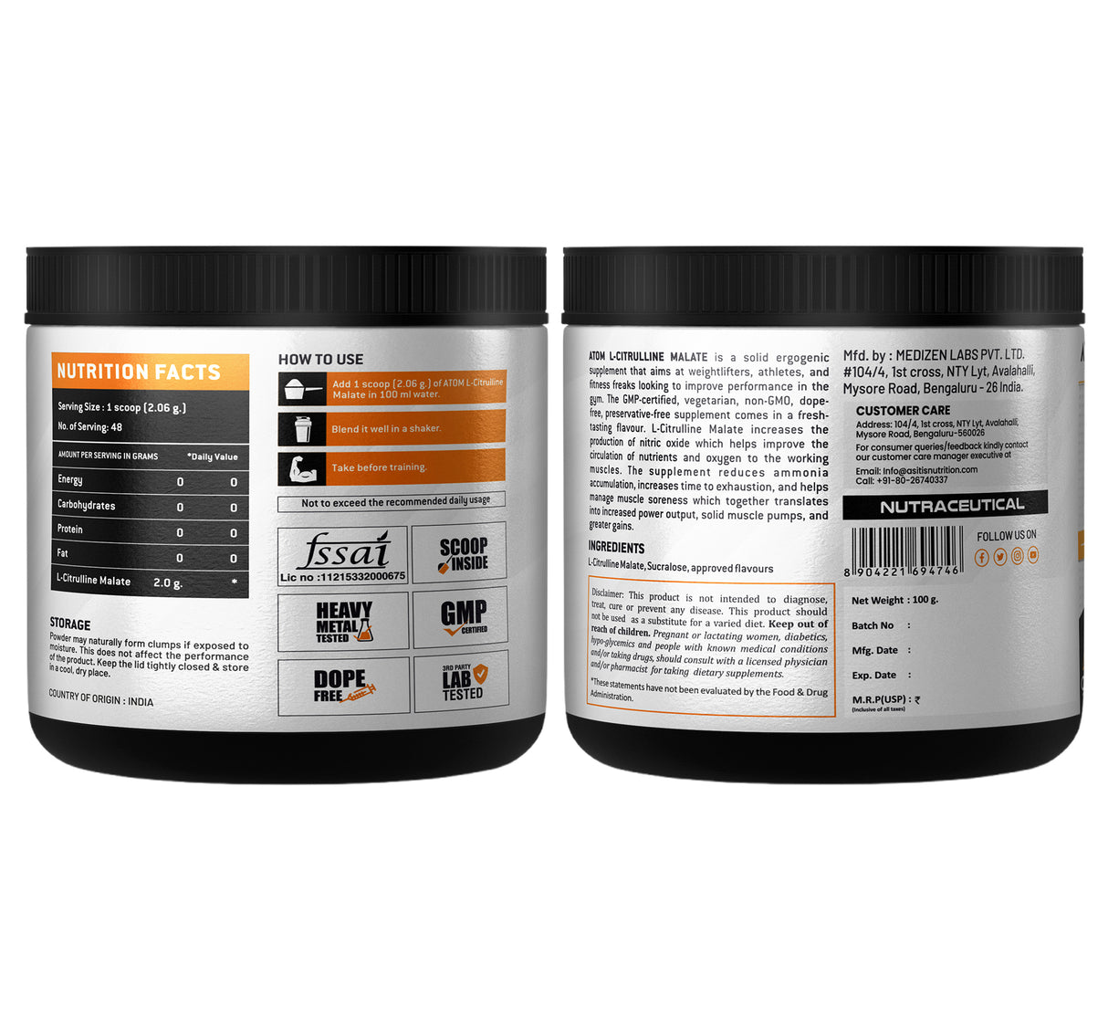 AS-IT-IS ATOM L Citrulline Malate - 48 Servings