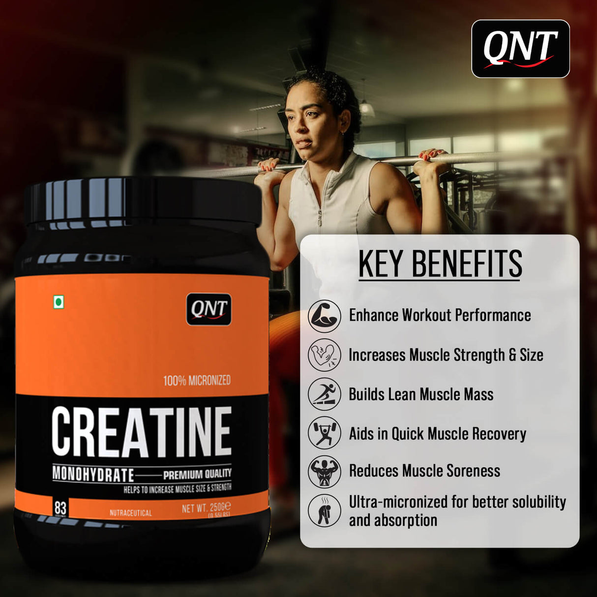 QNT Creatine Monohydrate, 83 Servings