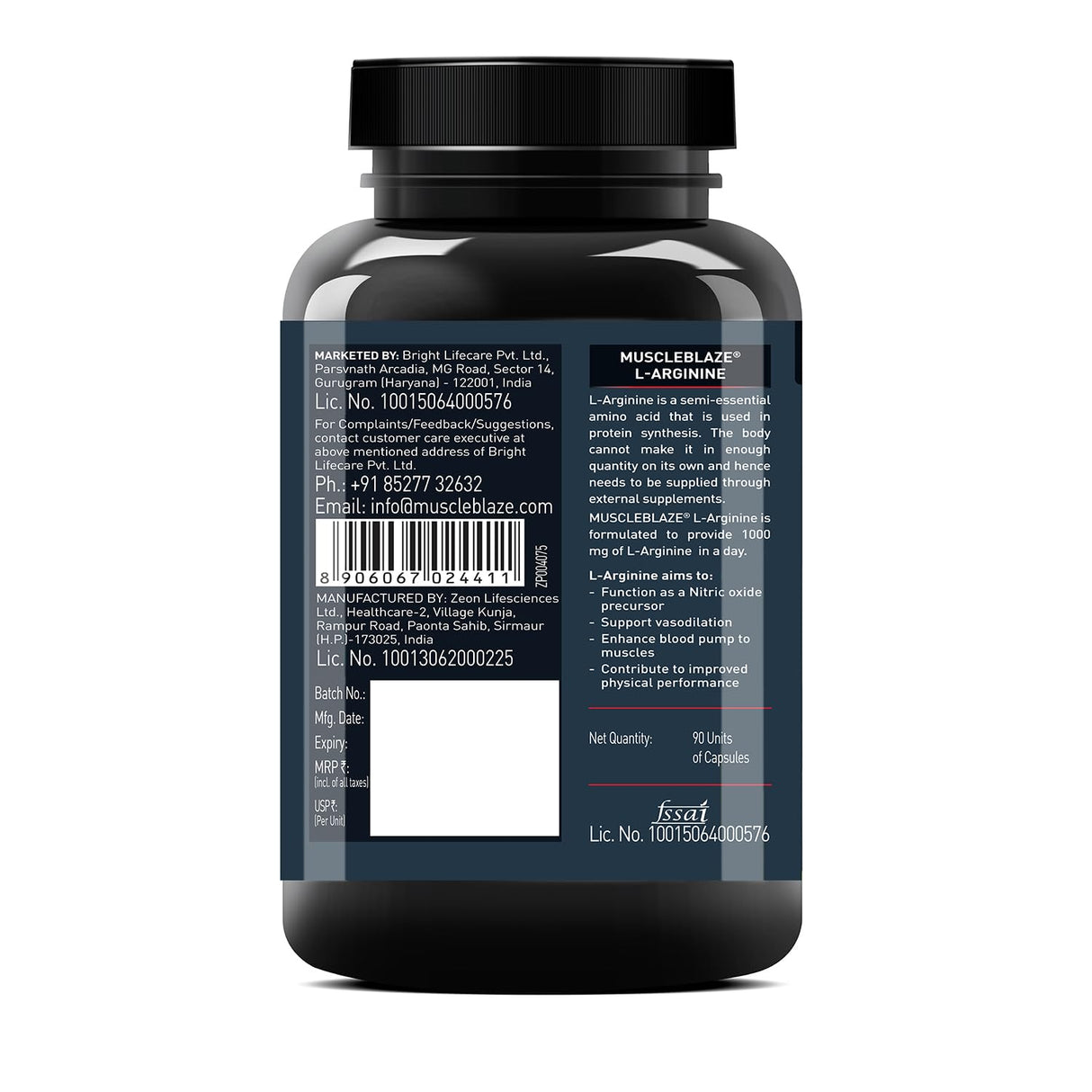 MuscleBlaze L-Arginine, 90 Capsules - Nutristar