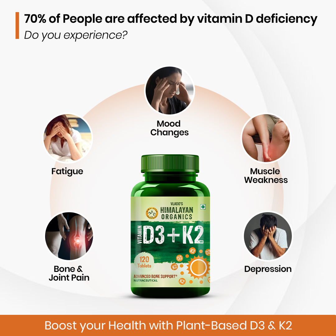 Vlado's Himalayan Organics, Vitamin D3 600IU K2 MK7 - 120 Veg Tablets