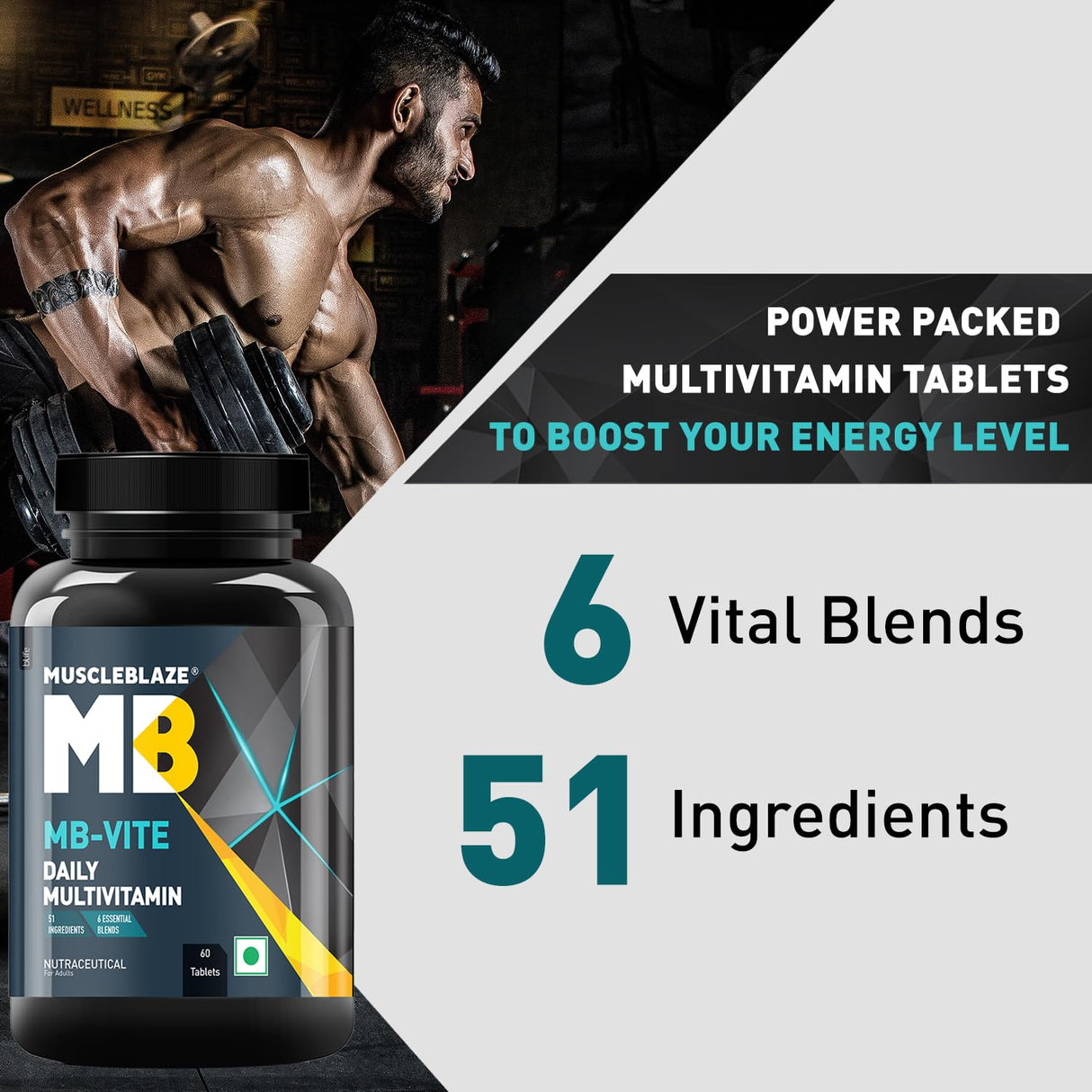 MuscleBlaze MB-VITE Daily Multivitamin - 60 Tablet - Nutristar