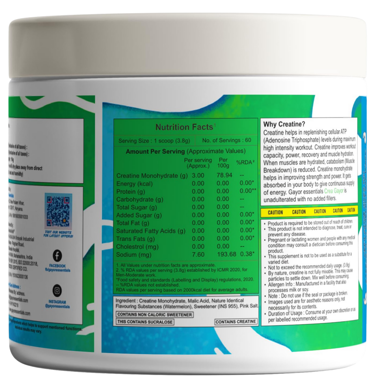Gayor Essentials Crea-Gayor Micronised Creatine Monohydrate 114g | 30 Servings