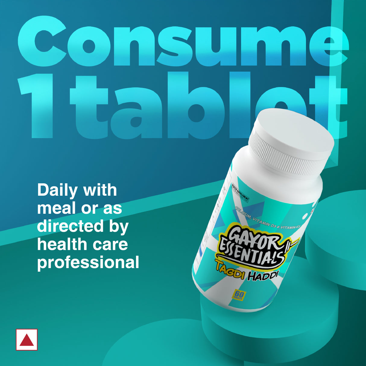 Gayor Essentials Taggdi Haddi Calcium Formula | 1250mg Calcium | Vitamin D3 & K2