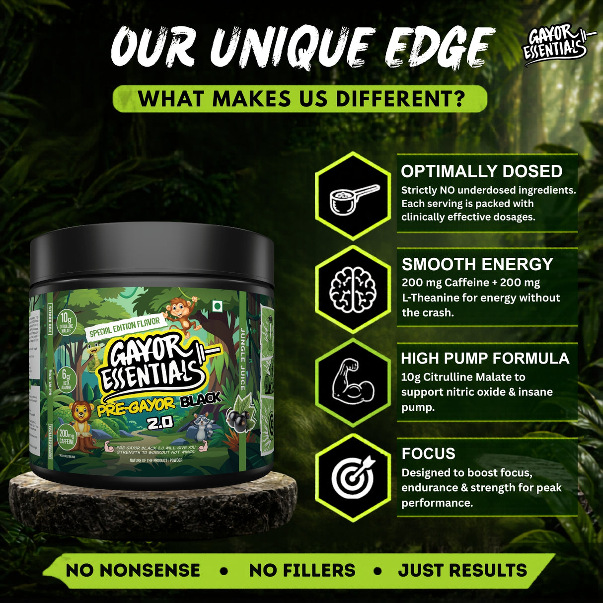 Gayor Essentials Pre Gayor Black 2.0 Pre-Workout Powder 676g | 200mg Caffeine