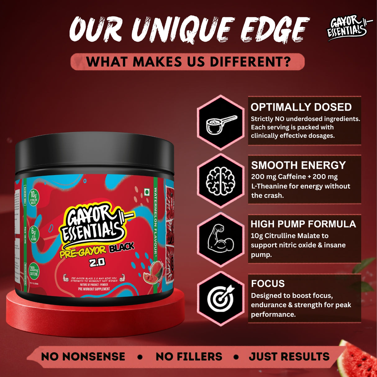 Gayor Essentials Pre Gayor Black 2.0 Pre-Workout Powder 676g | 200mg Caffeine