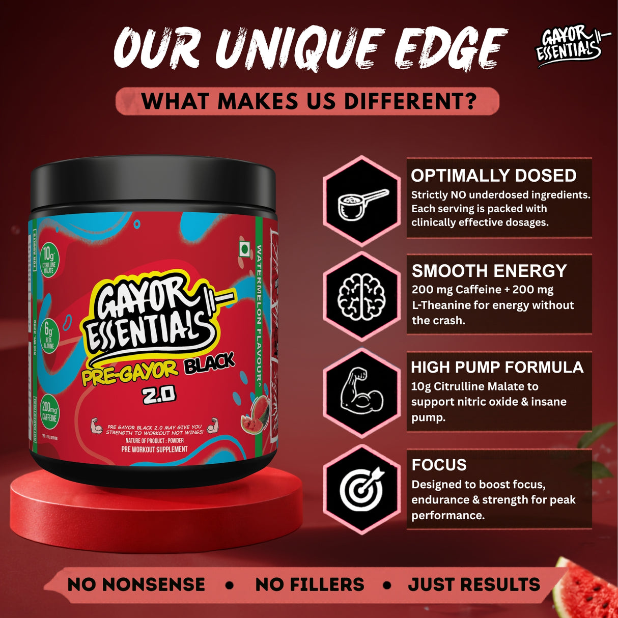 Gayor Essentials Pre Gayor Black 2.0 Pre-Workout Powder 338g | 200mg Caffeine