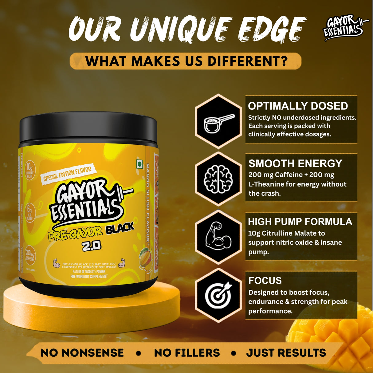 Gayor Essentials Pre Gayor Black 2.0 Pre-Workout Powder 338g | 200mg Caffeine