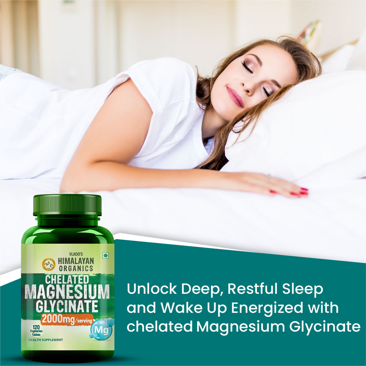 Vlado's Himalayan Organics, Chelated Magnesium Glycinate, 2000mg - 120 Veg Tablets