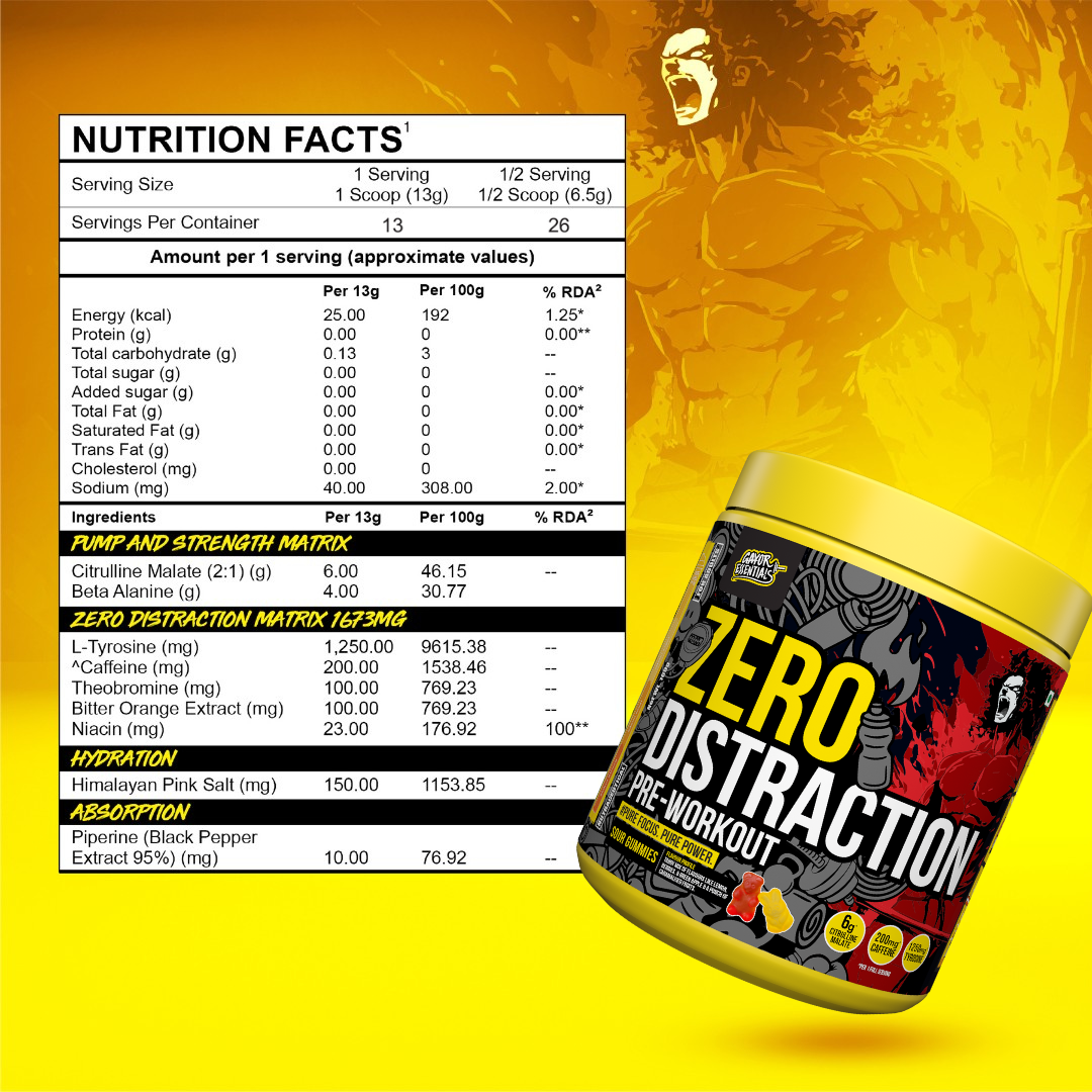 Gayor Essentials Zero Distraction Pre-Workout Powder 169g | 200mg Caffeine | 6g Citrulline