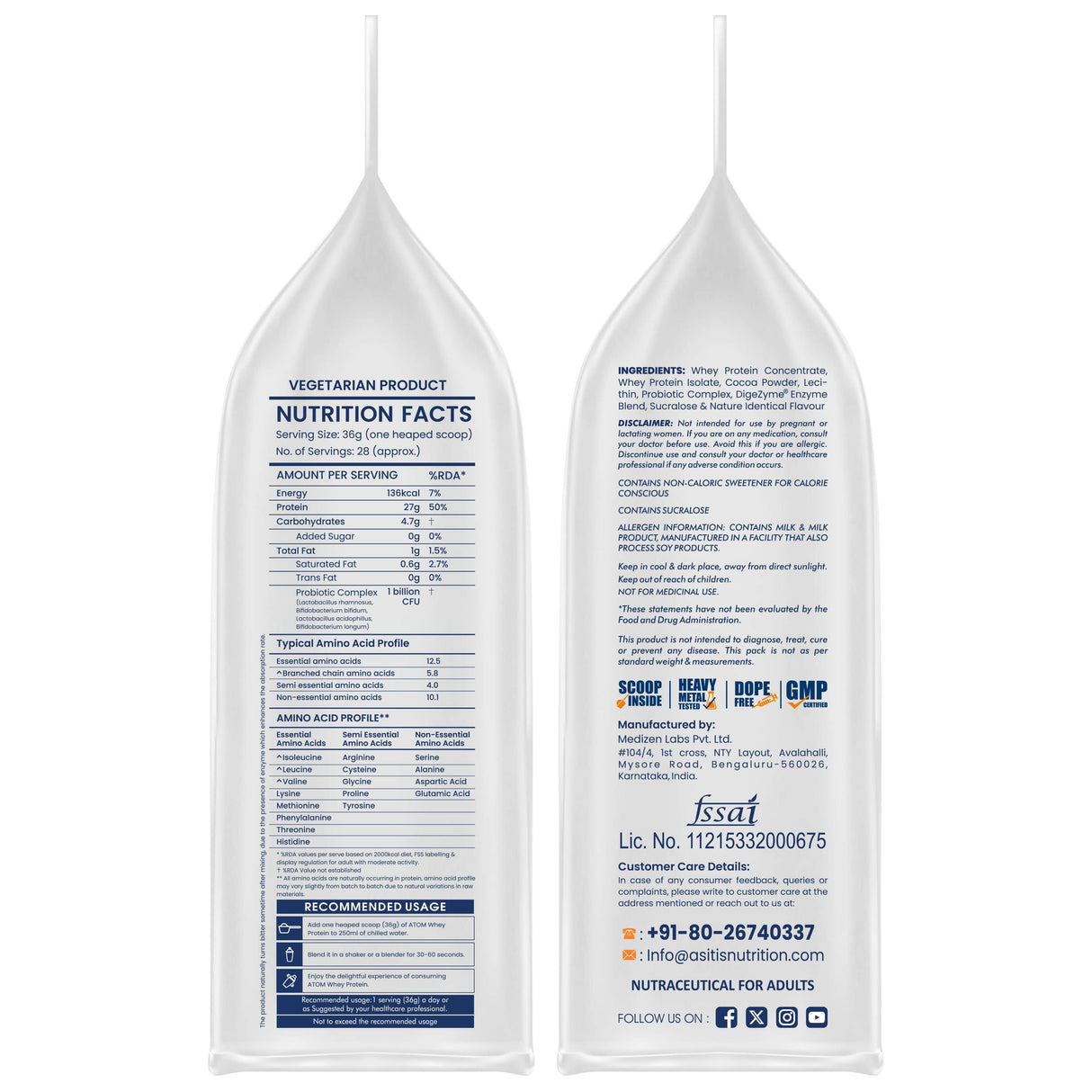 AS-IT-IS Atom Whey Protein with Digestive Enzymes - 1 kg (2.2 Lbs)