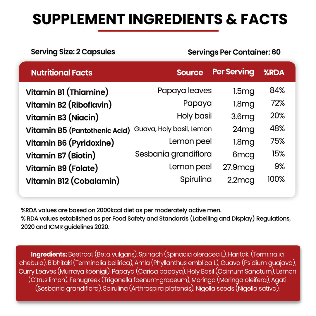 Himalayan Organics, Vitamin B12 with B1 B2 B3 B5 B6 B7 B9 Moringa 