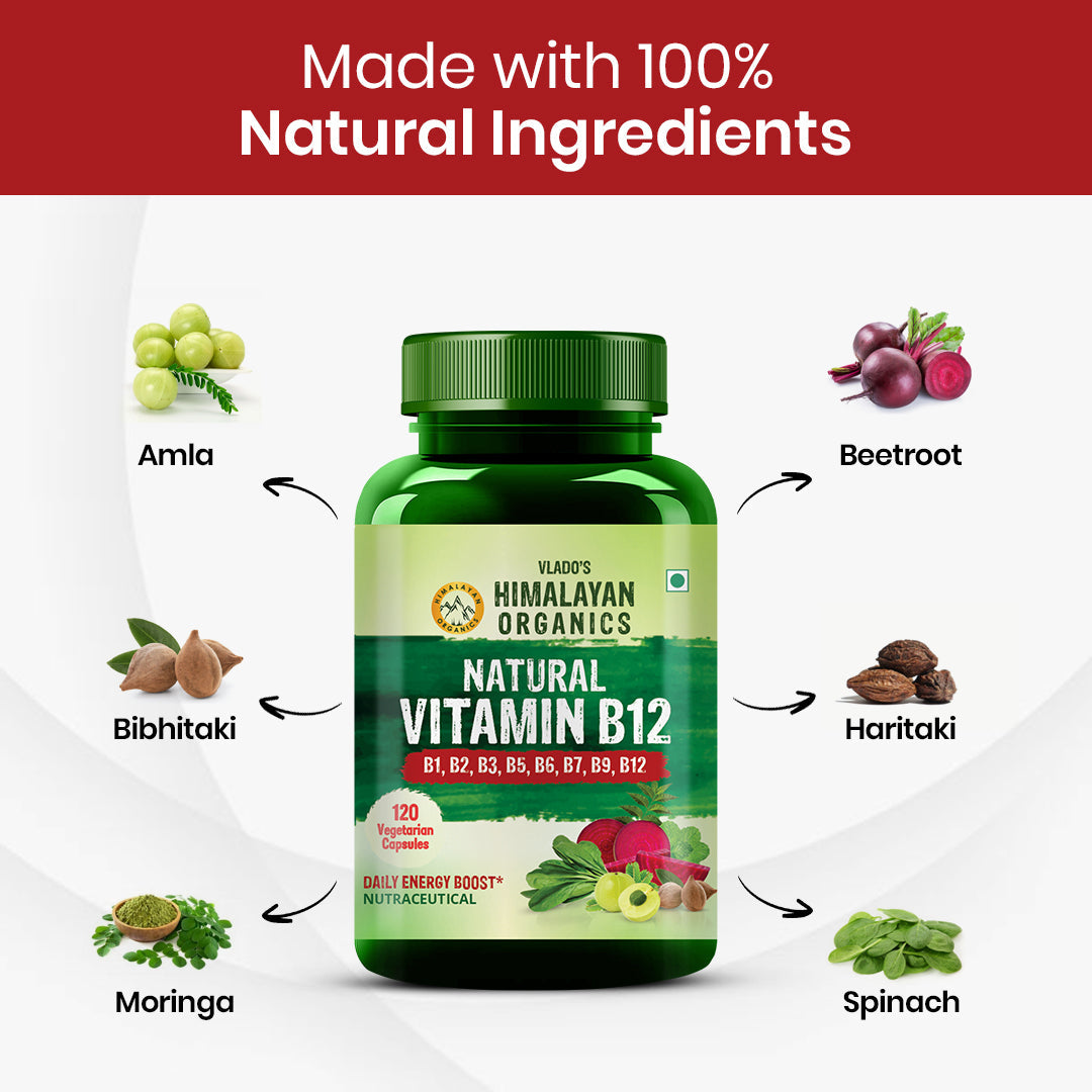 Himalayan Organics, Vitamin B12 with B1 B2 B3 B5 B6 B7 B9 Moringa 