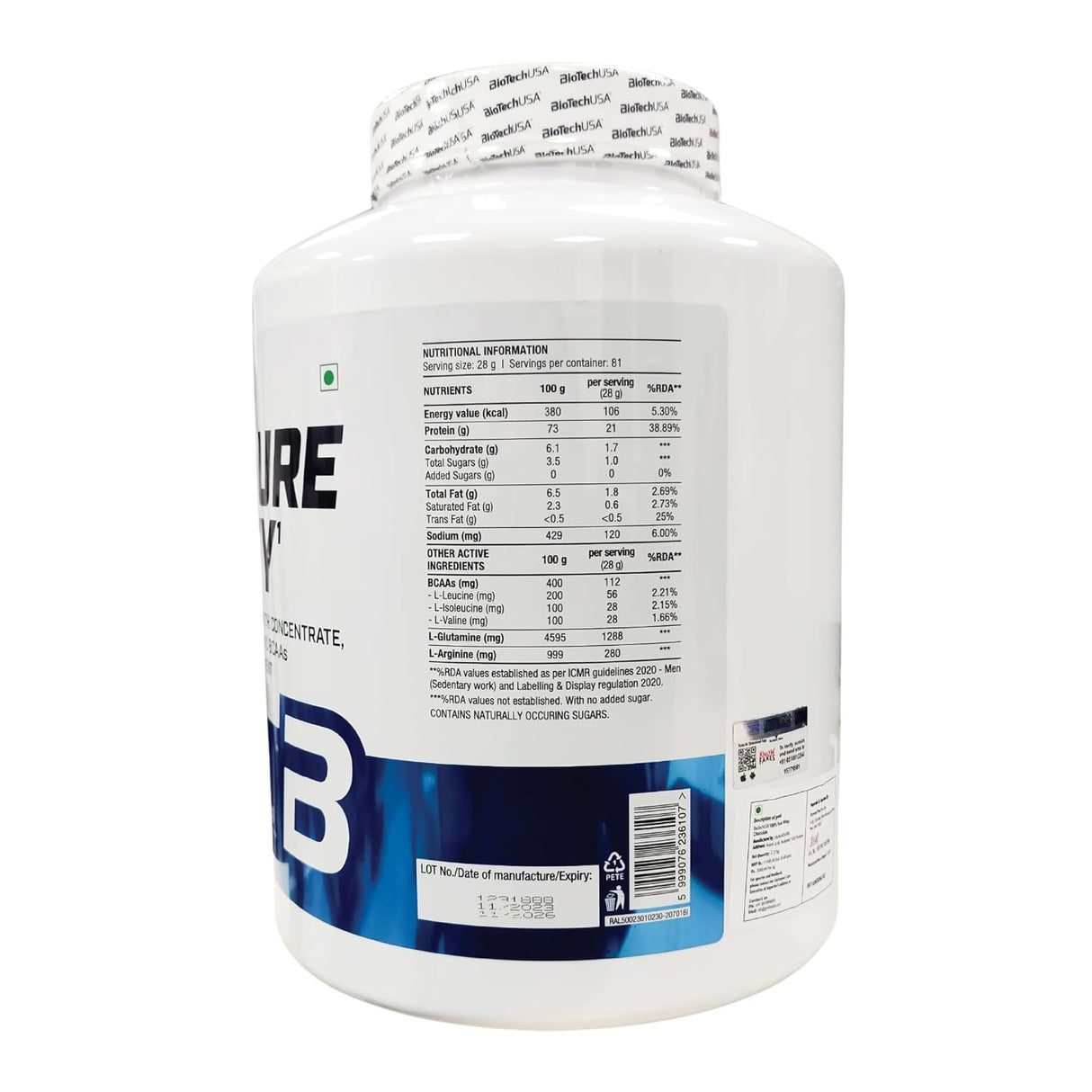BiotechUSA 100% Pure Whey Protein - 2.27 kg