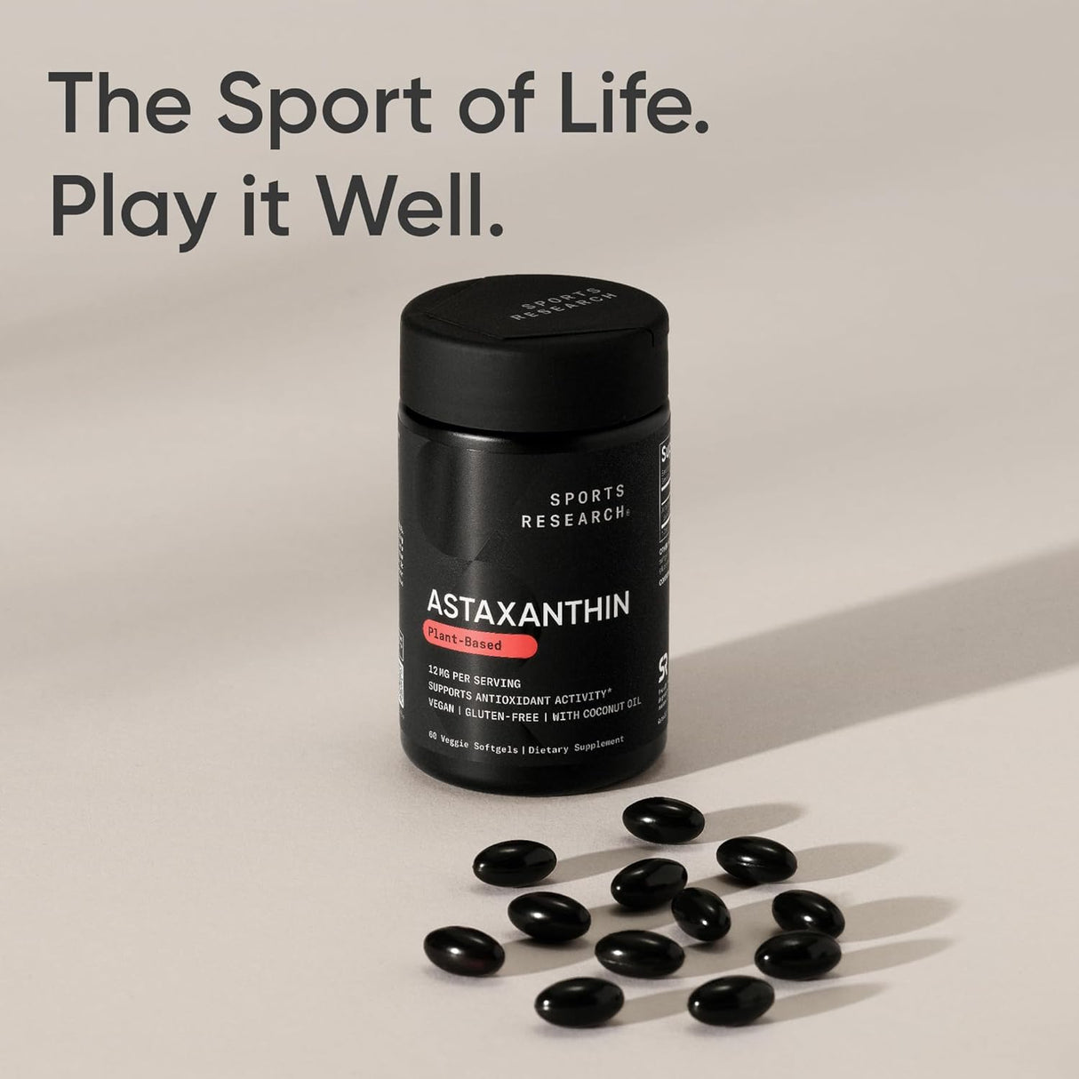 Sports Research Astaxanthin Plant-Based 12mg | 60 Veggie Softgels