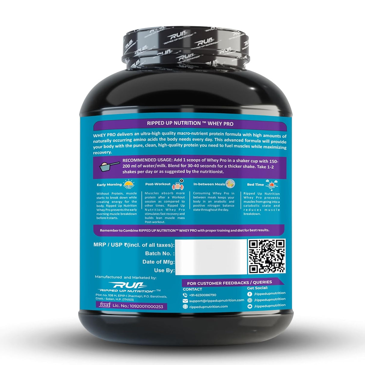 Ripped Up Nutrition Whey Pro (Trustified) | 24g Protein, 0g Sugar | 1.8 Kg, 55 Servings