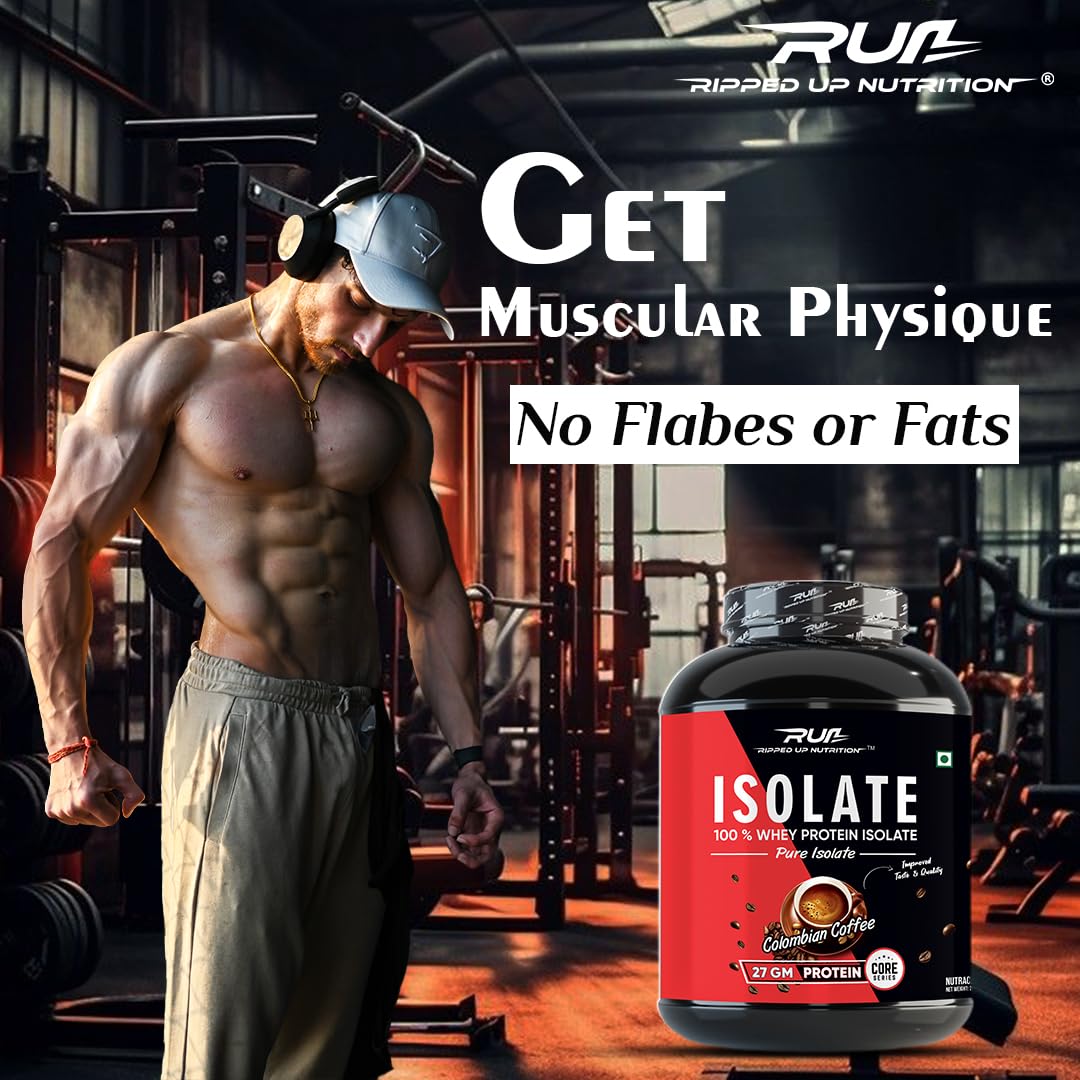 Ripped Up Nutrition 100% Whey Protein Isolate | 27g Protein, Low Carb & Fat | 1 Kg, 30 Servings