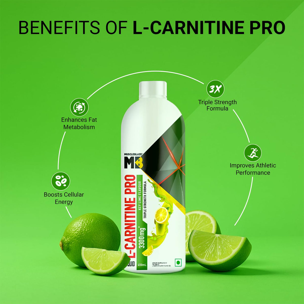 MuscleBlaze Liquid L-carnitine Pro -Triple Strength Formula, 3300 Mg - 30 Servings