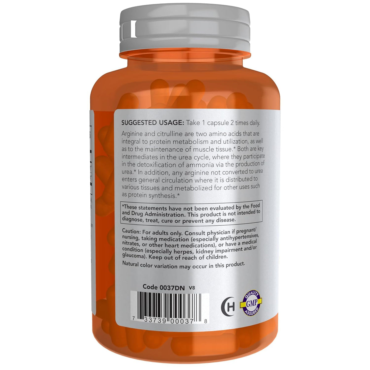 NOW Foods Arginine & Citrulline | 500mg / 250mg | 120 Veg Capsules