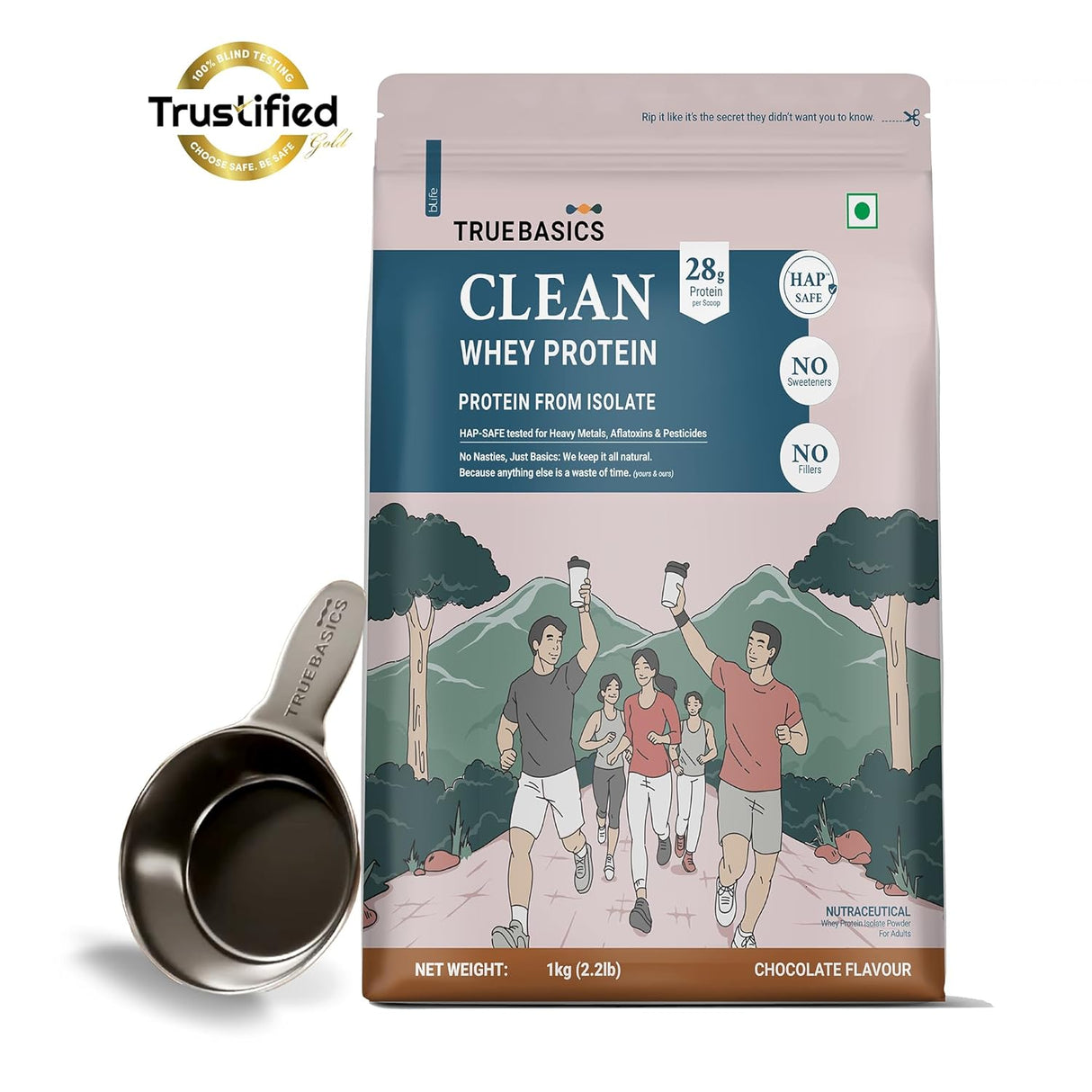 TrueBasics Clean Whey 100% Protein Isolate (1 Kg) | 28g Protein per Scoop